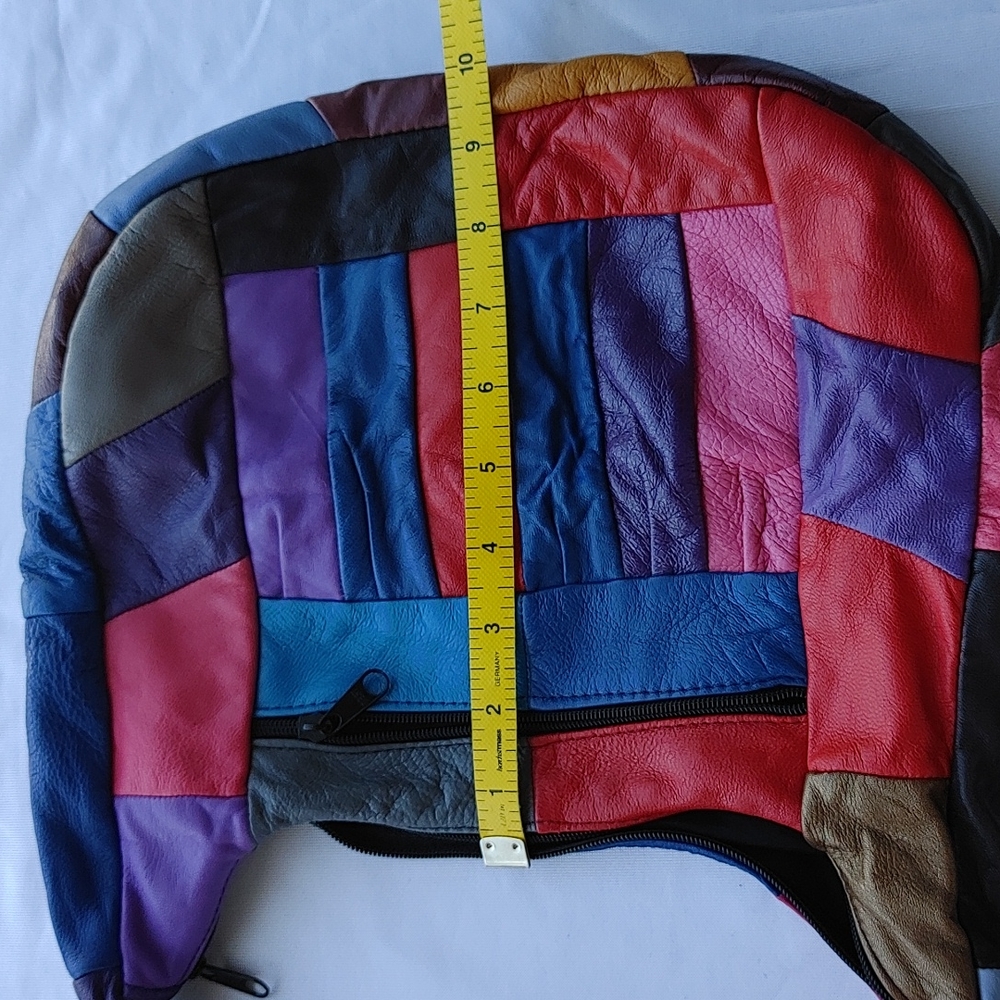 Vintage kid leather multicolored patchwork crossbody bag - Picture 4 of 5